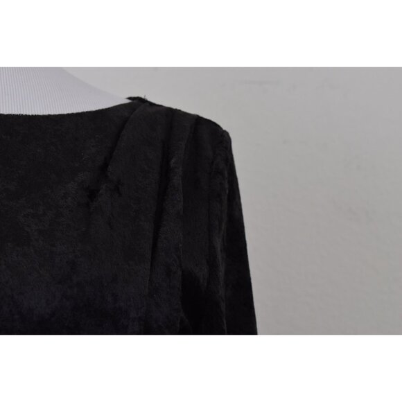 Vintage 90s Black Velvety Dress by Curations size M - Picture 5 of 9